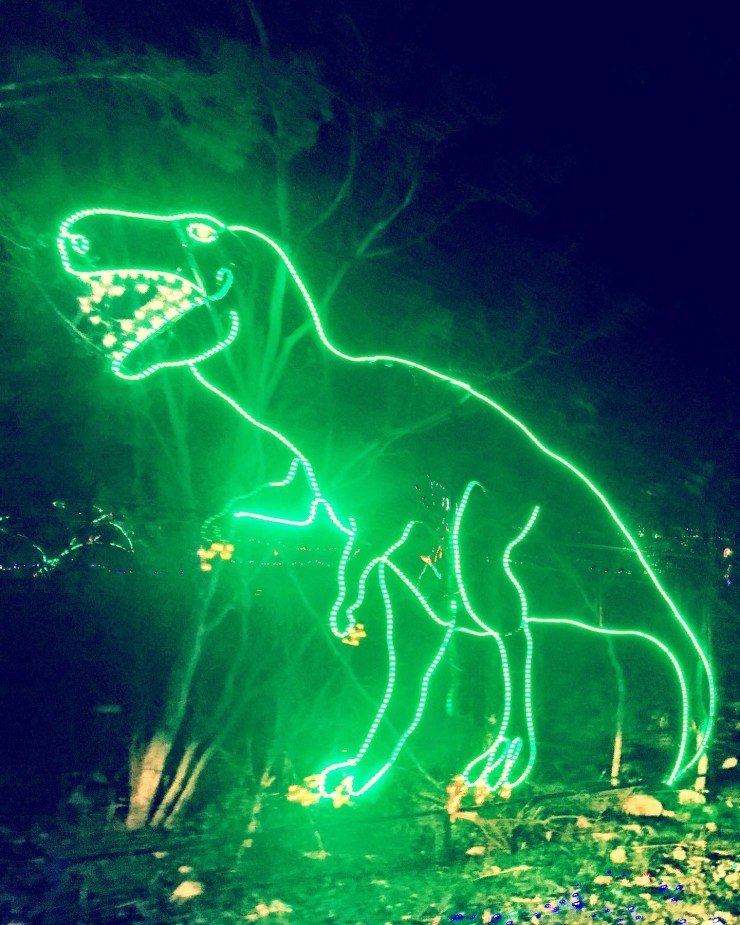 t-Rex made from green lights